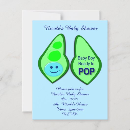 準備ができてポップ・アートの男の赤ちゃんブルーピーベイビーシャワーカスタム マグネット招待状 (正面)