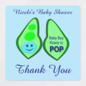 準備ができてポップ・アートの男の赤ちゃんブルーピーベイビーシャワーカスタム ラベル (デザイン2)