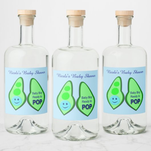 準備ができてポップ・アートの男の赤ちゃんブルーピーベイビーシャワーカスタム リキュールボトルラベル (ボトル)