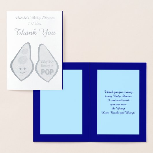 準備ができてポップ・アートの男の赤ちゃんブルーピーベイビーシャワーカスタム 箔カード (ディスプレー)
