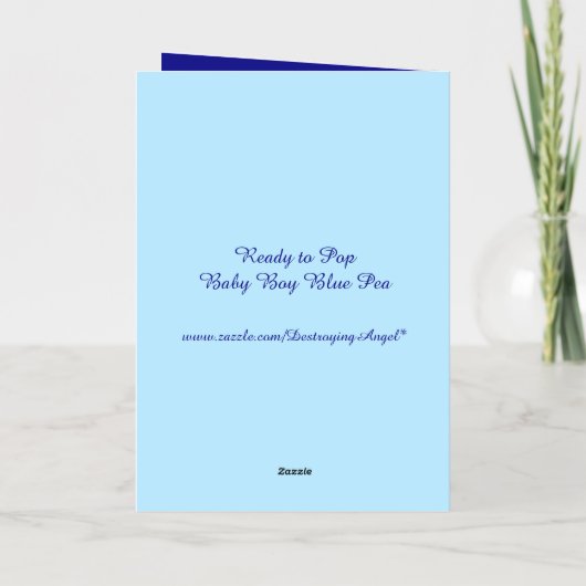 準備ができてポップ・アートの男の赤ちゃんブルーピーベイビーシャワー 箔グリーティングカード (裏面)