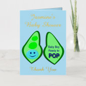 準備ができてポップ・アートの男の赤ちゃんブルーピーベイビーシャワー 箔グリーティングカード (正面)