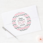 準備ができてポップ・アートの赤ちゃんシャワー好意ピンクの銀グリッター ラウンドシール (封筒)