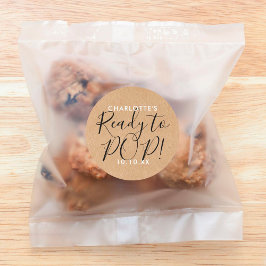 準備ができてポップ・アートの赤ちゃんシャワーKraftシック素朴スクリプト ラウンドシール