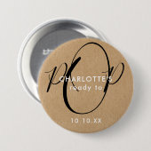 準備ができてポップ・アートの赤ちゃんシャワーKraftシック素朴スクリプト 缶バッジ (正面&裏面)