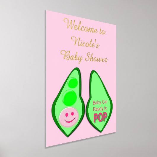 準備ができてポップ・アートの赤ちゃん女の子ピンクピーカスタムの赤ちゃんシャワー 箔ポスター (レイダウン)