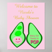 準備ができてポップ・アートの赤ちゃん女の子ピンクピーカスタムの赤ちゃんシャワー 箔ポスター (正面)