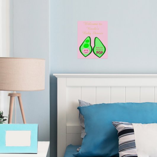 準備ができてポップ・アートの赤ちゃん女の子ピンクピーカスタムの赤ちゃんシャワー 箔ポスター (インサイチュ (寝室))