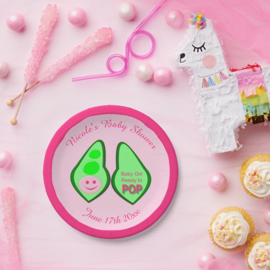 準備ができてポップ・アートの赤ちゃん女の子ピンクピー赤ちゃんシャワーカスタム ペーパープレート (パーティー)
