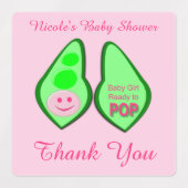 準備ができてポップ・アートの赤ちゃん女の子ピンクピー赤ちゃんシャワーカスタム ラベル (デザイン1)