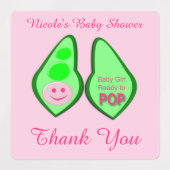 準備ができてポップ・アートの赤ちゃん女の子ピンクピー赤ちゃんシャワーカスタム ラベル (デザイン2)