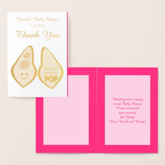 準備ができてポップ・アートの赤ちゃん女の子ピンクピー赤ちゃんシャワーカスタム 箔カード (ディスプレー)