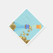 準備ができてポップ・アートの金ゴールドシャンパンベビーブルーシャワー スタンダードカクテルナプキン (角)