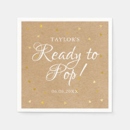 準備ができてポップ・アートの金ゴールドハート紙吹雪赤ちゃんシャワー スタンダードカクテルナプキン