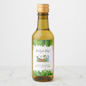 準備ができてポップ・アートの、恐竜をテーマにした赤ちゃんシャワー ワインラベル (正面)