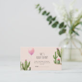 準備ができて女ポップ・アートのの子バルーンサボテン緑の赤ちゃんシャワー エンクロージャーカード (スタンド正面)