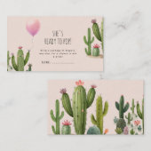 準備ができて女ポップ・アートのの子バルーンサボテン緑の赤ちゃんシャワー エンクロージャーカード (正面/裏面)