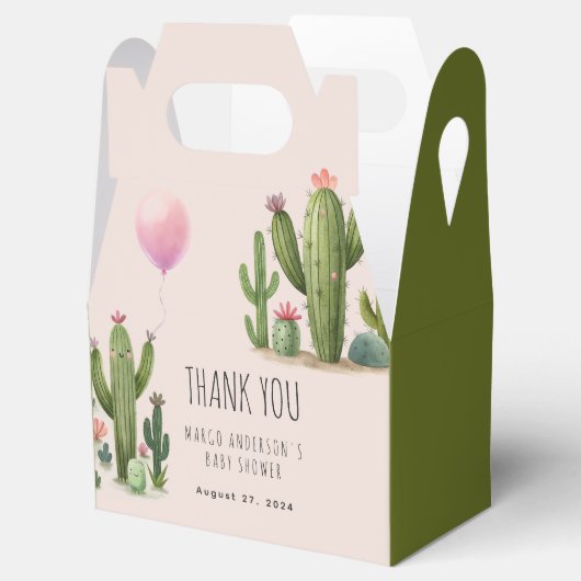 準備ができて女ポップ・アートのの子バルーンサボテン緑の赤ちゃんシャワー フェイバーボックス (オープン)