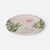 準備ができて女ポップ・アートのの子バルーンサボテン緑の赤ちゃんシャワー ペーパープレート (アングル)