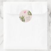 準備ができて女ポップ・アートのの子バルーンサボテン緑の赤ちゃんシャワー ラウンドシール (バッグ)