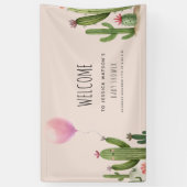 準備ができて女ポップ・アートのの子バルーンサボテン緑の赤ちゃんシャワー 横断幕 (縦)