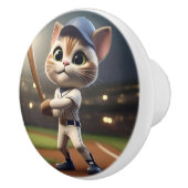 準備ができて遊いる野球猫 セラミックノブ (右)