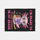 準備ができて1年生のAxolotl学校おもしろいの最初の日 フリースブランケット (正面(横))