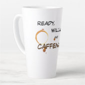 準備ができて、喜んで、カフェイン入り カフェラテマグ (左アングル)