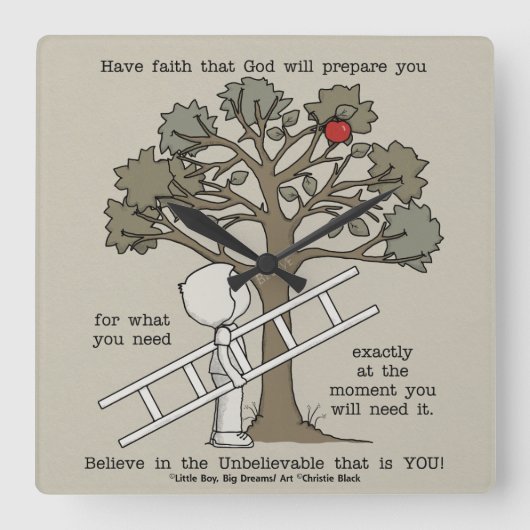 準備が整っている スクエア壁時計 (正面)