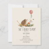 準備きのこポップ・アートののヘッジホッグバルーンガールベビー 招待状 (正面)