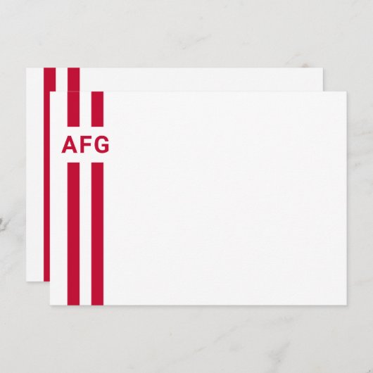 準備ストライプノートカ赤と白ード ノートカード (正面/裏面)