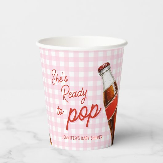 準備ポップ・アートのができてポップ・アートのソーダコーラガールベイビーシャワー 紙コップ (裏面)