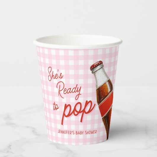 準備ポップ・アートのができてポップ・アートのソーダコーラガールベイビーシャワー 紙コップ (正面)