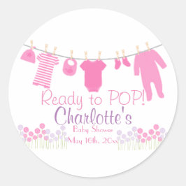 準備ポップ・アートの!ピンクベビー物干し用ベビーシャワー 長方形シール