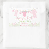 準備ポップ・アートの!ピンクベビー物干し用ベビーシャワー 長方形シール (バッグ)