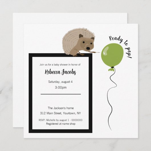 "準備ポップ・アートの"ヘッジホッグ赤ちゃんシャワー招待状 招待状 (正面/裏面)