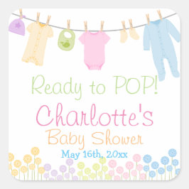 準備ポップ・アートの!リトルウェア赤ちゃんシャワーパーティー スクエアシール