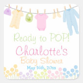 準備ポップ・アートの!リトルウェア赤ちゃんシャワーパーティー スクエアシール (正面)