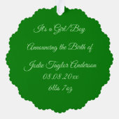 準備完了ウンチ新生児おもしろいグリーンピーカスタム オーナメントカード (裏面)