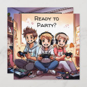 準備完了パーティー | ゲームをテーマにした誕生日パーティー 招待状 (正面/裏面)