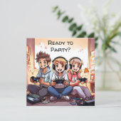 準備完了パーティー | ゲームをテーマにした誕生日パーティー 招待状 (スタンド正面)
