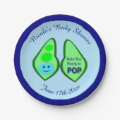 準備完了ポップ・アートの男の赤ちゃんブルーピーカスタム赤ちゃんシャワー ペーパープレート (正面)