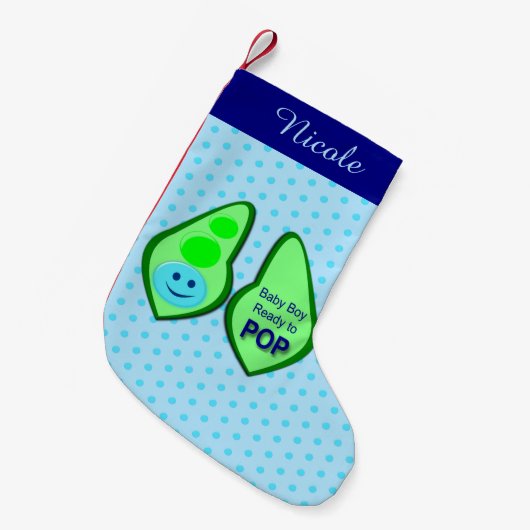 準備完了ポップ・アートの男の赤ちゃんブルーピーカスタム スモールクリスマスストッキング (正面 (吊り時))