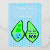 準備完了ポップ・アートの男の赤ちゃんブルーピーカスタム 箔シーズンポストカード (正面)