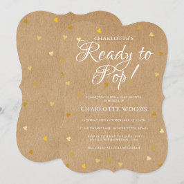 準備完了金ゴールドポップ・アートのハートベビーシャワークラフ素朴ト 招待状