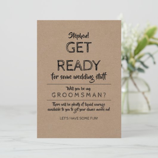 準備 – おもしろい Groomsman Proposal 招待状 (スタンド正面)