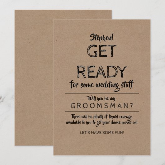 準備 – おもしろい Groomsman Proposal 招待状 (正面/裏面)