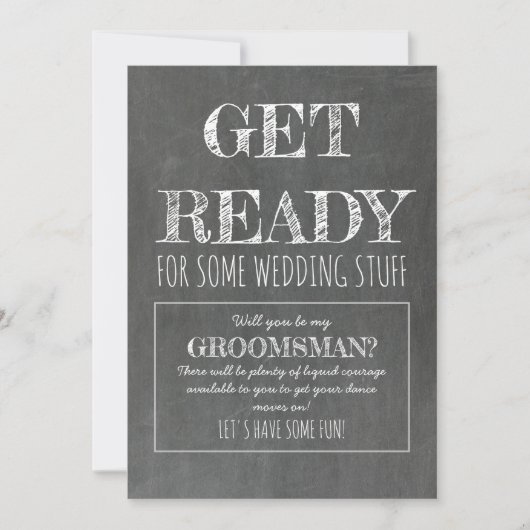 準備 – おもしろい Groomsman Proposal 招待状 (正面)