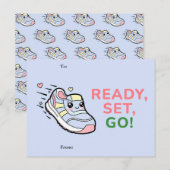 準備、スタート、ゴー!かわいい教室用バレンタインカード シーズンポストカード (正面/裏面)