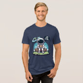 準備 – 離れかわいい宇宙飛行士の宇宙アート トライブレンドＴシャツ (正面全面)